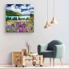 Tapis de Fleurs Lac, Tableau Paysage Decoration Murale Salon Moderne - Image sur Toile