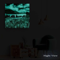 Tapis de Fleurs Lac, Tableau Paysage Decoration Murale Salon Moderne - Image sur Toile