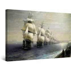 Aivazovsky Défilé de la Flotte de la Mer Noire 1851, Decoration Moderne - Image sur Toile