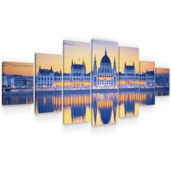 Ville Dans Le Miroir De L'eau Toile XXL Imprimée Tableau Motif Moderne Déco d'Art 7 pieces