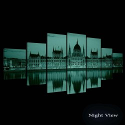 Ville Dans Le Miroir De L'eau Toile XXL Imprimée Tableau Motif Moderne Déco d'Art 7 pieces