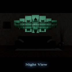 Ville Dans Le Miroir De L'eau Toile XXL Imprimée Tableau Motif Moderne Déco d'Art 7 pieces