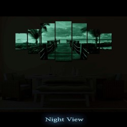 Plage a L'éte  Toile XXL Imprimée Tableau Motif Moderne Déco 7 pieces Tendu Sur Chassis 100 x 240 cm