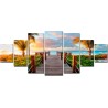 Plage a L'éte  Toile XXL Imprimée Tableau Motif Moderne Déco 7 pieces Tendu Sur Chassis 100 x 240 cm