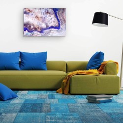 Impression Sur Verre Acrylique Tableau - Couches dans l'Agate Bleue Abstraite  60 x 90 cm