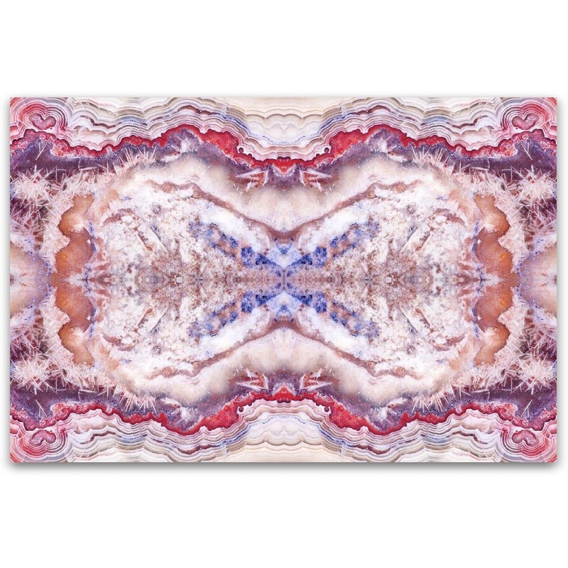 Verre Acrylique Tableau - Agate Rouge Abstraite au Microscope