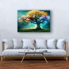 Arbre de Fée d'Arc-en-ciel - Grande Tableau Decoration Murale Prêt à Accrocher Arbres Peinture Moderne 60 x 90 cm