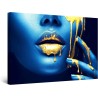 Visage Métallisé Or Bleu - Tableau Decoration Murale Salon Moderne - Image sur Toile - 60 x 90 cm