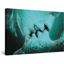 Adam et Ève, la Création et le Baiser, l'Amour, Tableau Abstrait - Decoration Murale Salon Moderne -Grande 80 x 120 cm