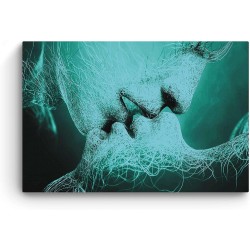 Adam et Ève, la Création et le Baiser, l'Amour, Tableau Abstrait - Decoration Murale Salon Moderne -Grande 80 x 120 cm