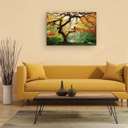 Toile Arbre d'érable, Tableau Nature- Decoration Murale Salon Moderne - Image sur Toile - Grande 80 x 120 cm