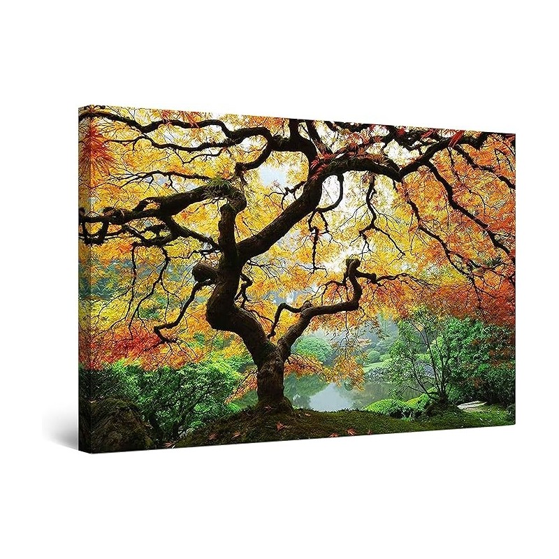 Toile Arbre d'érable, Tableau Nature- Decoration Murale Salon Moderne - Image sur Toile - Grande 80 x 120 cm