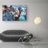 Peinture Bleu de Musique Jazz Tableau Abstrait Decoration Murale Salon Moderne Grande 80 x 120 cm