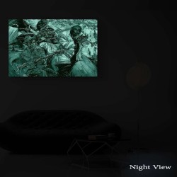 Peinture Bleu de Musique Jazz Tableau Abstrait Decoration Murale Salon Moderne Grande 80 x 120 cm