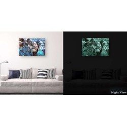 Peinture Bleu de Musique Jazz Tableau Abstrait Decoration Murale Salon Moderne Grande 80 x 120 cm
