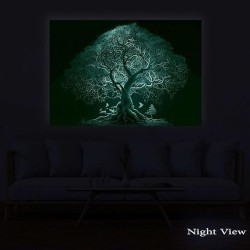Carte Rose Route de Rome Arbre  - Grande Tableau Decoration Murale Peinture Arbres Grande 80 x 120 cm