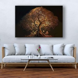 Carte Rose Route de Rome Arbre  - Grande Tableau Decoration Murale Peinture Arbres Grande 80 x 120 cm
