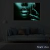 Visage Métallisé Or Bleu - Tableau Decoration Murale Salon Moderne - Image sur Toile - Grande 80 x 120