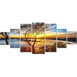 Lever Du Soleil 7 pieces Tendu Sur Chassis 100 x 240 cm